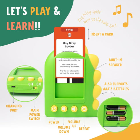 Talking Flash Cards for Kids – Educational Flashcards Reader with 294 Words and 6 Nursery Songs – Fun Sensory Learning Activities with Alphabet, A...
