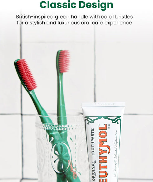 Euthymol Toothbrush (Regular, 6 Count) - Standard-Sized, Curved Soft Bristles for Sensitive Teeth, Gums. Effective, Gentle Cleaning for Entire Fam...