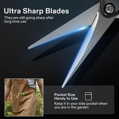 VIVOSUN Gardening Scissors 6.5 Inch Hand Pruner Pruning Shear with Straight Stainless Steel Blades, Black and Green...