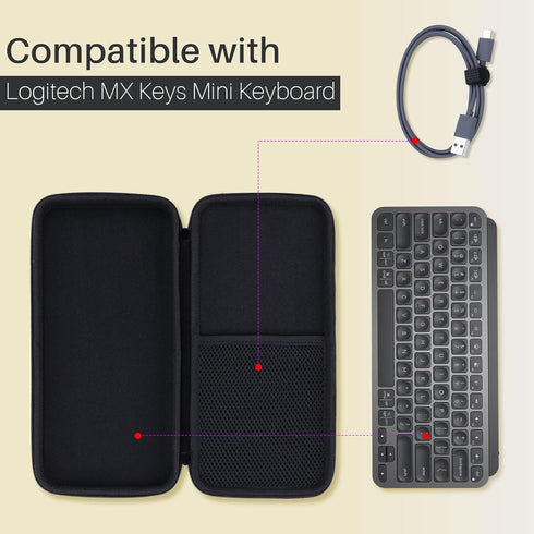 Hard Carry Case Compatible with Logitech MX Keys Mini Minimalist Wireless Illuminated Keyboard (Graphite Case)...