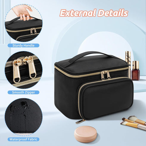 OCHEAL Makeup Bag, Multifunctional Make Travel Bag with Zipper Pouch Cute Makeup Bag Organizer for Women Girls Large Cosmetics Toiletry Brushes St...