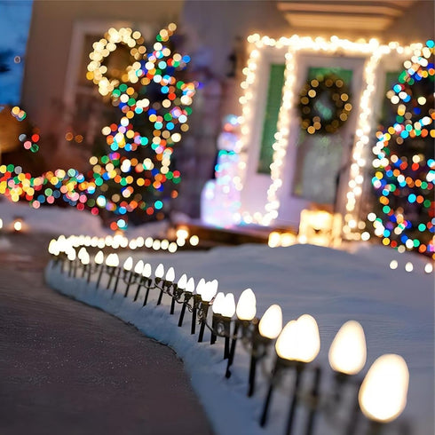 White Christmas Light Replacement Bulbs,25 Pack White Plastic Shatterproof Warm White LED Light Bulbs,C9/E17 Base,0.6W Great for Indoor Outdoor Ch...