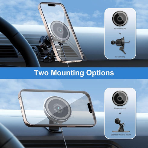 for Magsafe Car Mount Charger,15W Magnetic Wireless Car Charger Mount for iPhone 15 Pro Max Plus 14 13 12?Fast Charging Mount for Magsafe Car Phon...