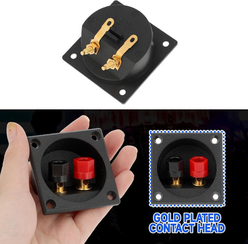 2 Pcs Square Speaker Box Terminal Cup Black 2 Inch 2-Way Spring Loaded Jacks Speaker with Screws Wire Connector Binding Post Cup Connector Subwoof...