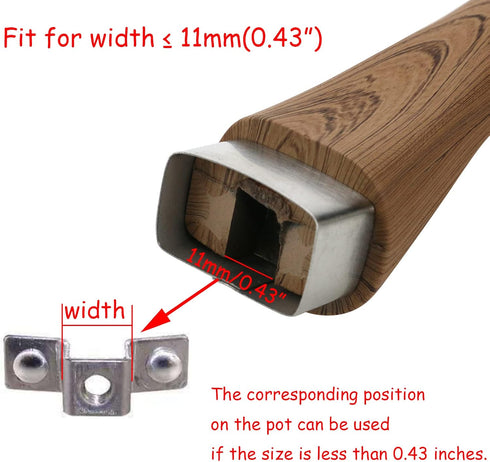 Wooden Pot Handle Stainless Steel Milk Pan Handle Scald-Proof Long Handle Grip Replacement with Screw for Different Pan, Pot, Saucepan,Kitchen Coo...