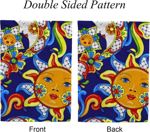 ZHONGJI Garden Flag Yard Flag Mexican Talavera Cute Pattern Blue Vertical Double Sided Design Seasons Holidays Yard Outdoor Polyester 12x18 Inch...