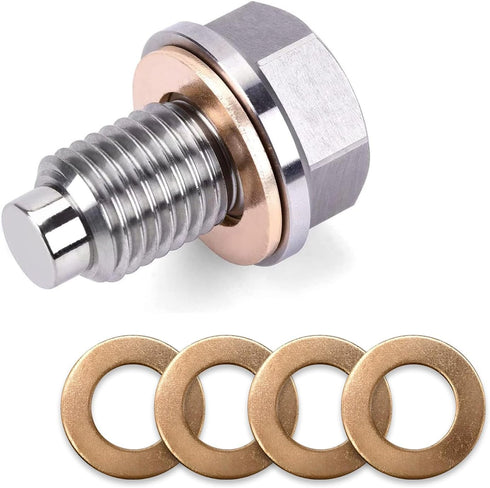 UGSHY Pack-1 M12x1.25 Aluminum Engine Oil Drain Plug with 5 PCS Gaskets, Oil Sump Heavy Duty Drain Plug, Fits for Leak-Proof Replacement of Qashqa...