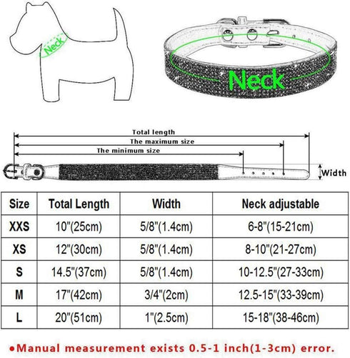 Rhinestone Dog Collar, Cute Dazzling Sparkling Soft Suede Leather Dog Cat Rhinestone Collar Crystal Diamond Pet Dog Puppy Collar...