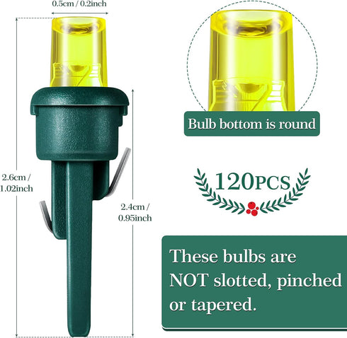 Honoson 120 Count 5 mm LED Halloween Replacement Bulbs Bulk Wide Angle Christmas Light Xmas Tree String Replacement Festival Light Decoration (Gre...