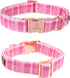 Lionheart glory Pink Plaid Dog Collar, Adjustable Dog Collar with Bowtie, Pet Gift Girl Collar for Dog Soft Bowtie Dog Collars for X-Small Puppy...