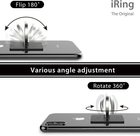 iRing Original, Made in Korea, Phone Ring Holder, Cell Phone Grip Stand, Compatible with iPhone, Galaxy, and Other Smartphones (Black)...
