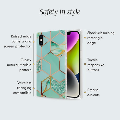 Cocomii - Rectangle Case Compatible with iPhone Xs/X - Natural Marble, Timeless Pattern, Glossy, Women Girls Men, Protective Phone Case for iPhone...