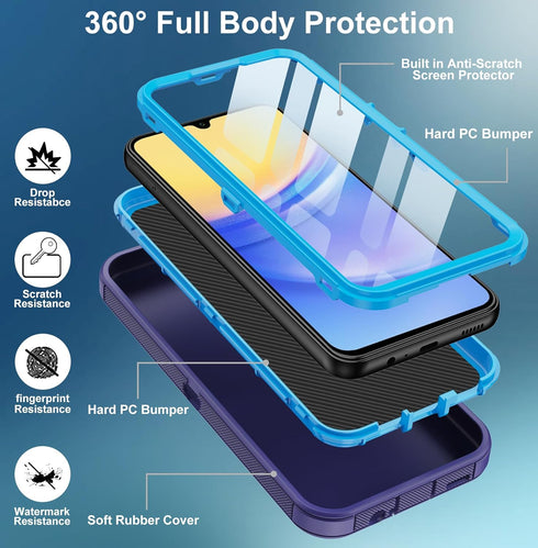 for Samsung Galaxy A15 5G Case,with Built in Screen Protector Heavy Duty Drop Protection,Full Body Rugged Shockproof Dustproof Protective Phone Co...