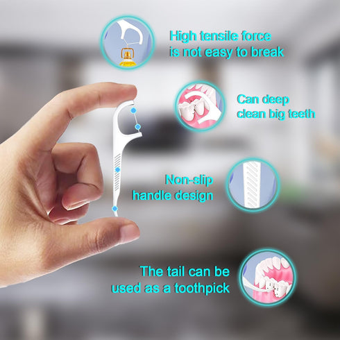 Holy Rose Dental Floss Picks Dispenser 2 Box,for Adult Floss Sticks Clear Case 88count/Box,with Flosser Toothpicks 176 Count Unflavored,Oral Care ...