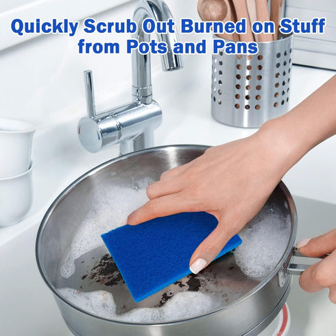 Blue Scouring Pad Non Scratch Scrub Sponges, 40 Pads, 3.9" x 5.9" Reusable Dish Scrubber Heavy Duty Cleaning Scrubber for Pans, Pots, Stove and Si...