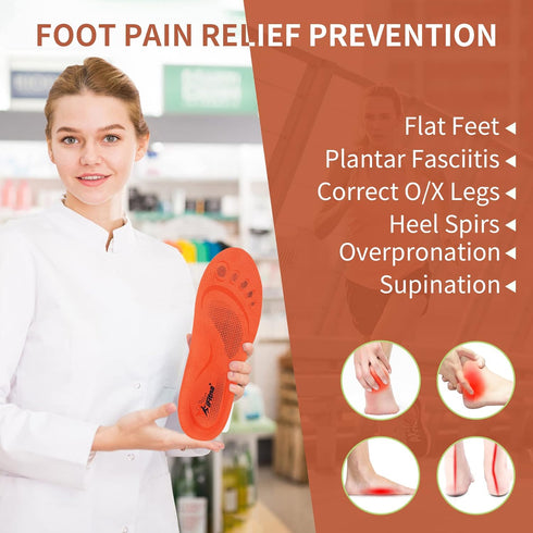 STSVZORR High Arch Support Insert Plantar Fasciitis Flat Foot Orthopedic Pain Relief Insole Men Women Standing All Day,Size US-6,length-25cm,Brigh...