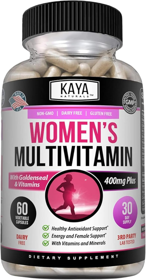 Kaya Naturals Women's Multivitamin, Overall Healthy Antioxidant, and Immune Support, Vitamins A, D, C, E, Biotin, Folic Acid, & Multi-Mineral, Ene...
