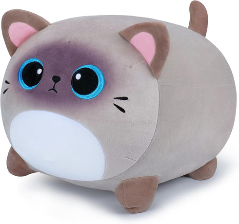 Siamese Cat Plush Pillow-16'' Siamese Cat Plush Stuffed Animal Grey Cat Plush Pillow, Cute Soft Plush Cat Plushie Stuffed Cat Toys Blue Eyes Cat P...