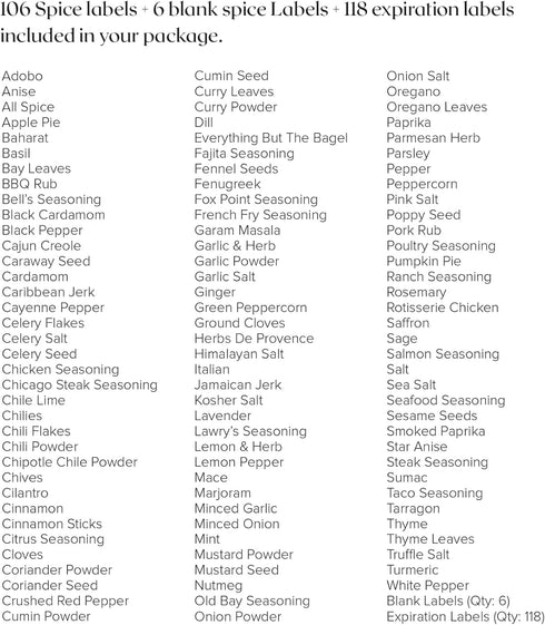 ThreeKin 230 Spice Jar Labels | Waterproof & Oil-Resistant Black Minimalist Stickers for Kitchen Organization | Common & Customizable for Herbs, S...