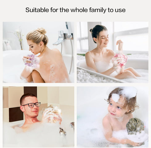 Loofah Bath Sponge Shower Loofahs, 4 Pack Soft Loofa Exfoliating Body Scrubber Mesh Shower Puff Pouf Ball Luffa for Men and Women(50g/pcs)...
