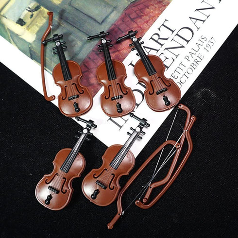 BESTOYARD 20 Sets Miniature Violin Tiny Violin Mini Musical Instrument Miniature Violin Model Dollhouse Furniture Crafts Ornament for Dollhouse Fa...