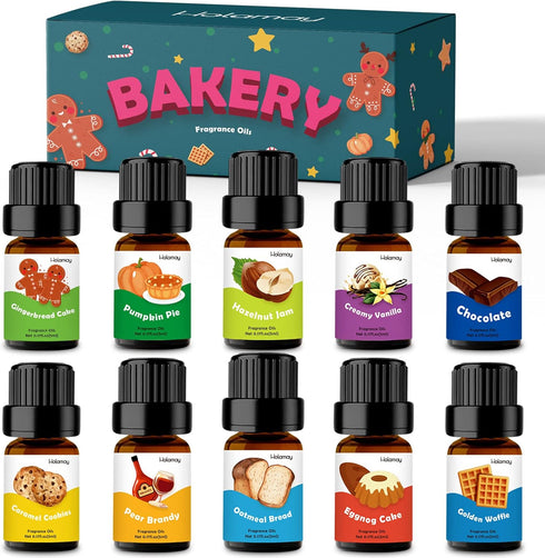 Bakery Fragrance Oils, Holamay Scented Oils for Soap & Candle Making, Aromatherapy Essential Oils for Diffuser (10 packs of 5ml) - Creamy Vanilla,...
