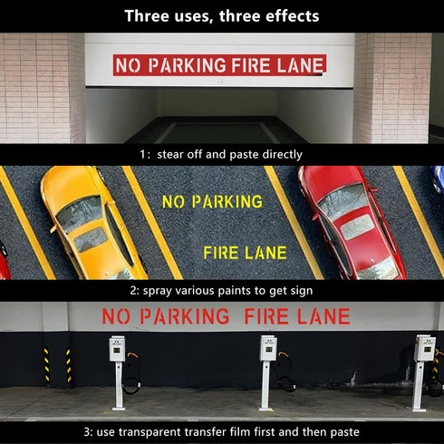 4 pcs 4 Inch FIRE Lane No Parking Stencil-Vinyl Self Adhesive Parking Lot Stencils-Pavement Letter Spray Painting Sticker Stencil-6x59" No Parking...