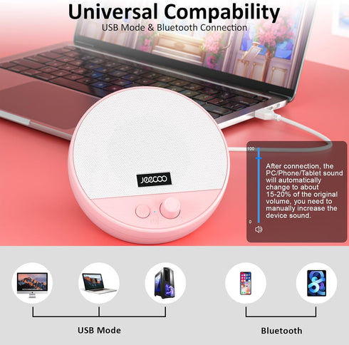 Jeecoo A10 USB Plug-N-Play Laptop Speakers Bluetooth Computer Speakers with Small & Portable, Easy-Access Volume Knob, Small Speaker for PC Deskto...