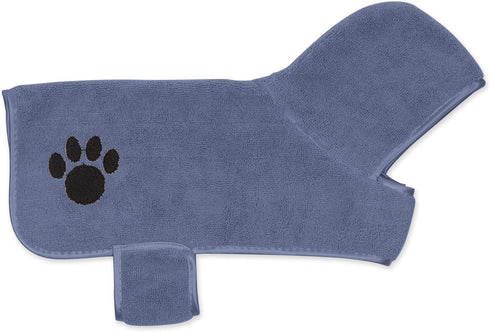 Bone Dry Pet Robe Collection, Embroidered Absorbent Microfiber Bath Robe with Adjustable Closure, for Dogs & Cats, Small, Stonewash Blue...