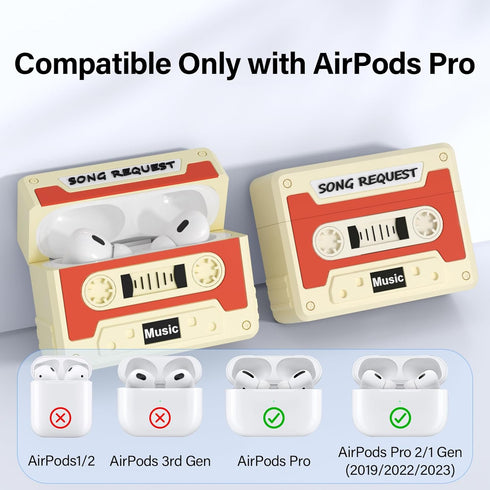 Cassette Tape Case Cover for AirPods Pro 2nd Generation,Look Back Past,Enjoy Future,Shock Resistant,Washable,Scratch Proof,with Cleaning Kit&Beaut...