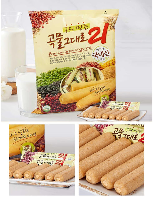 Korean Premium Multi Whole Grain Baked Crispy Rolls 180g...