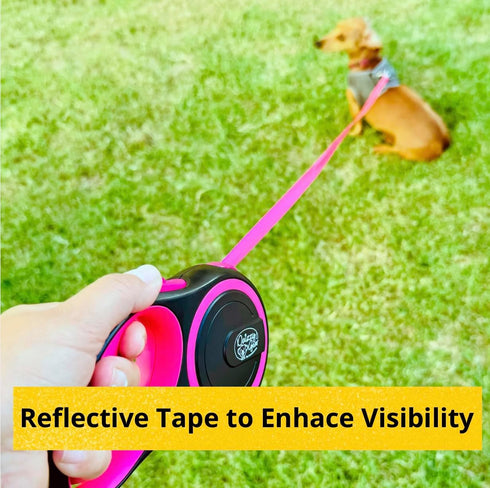 Dog Leash Retractable,Sturdy, Heavy-Duty, Tangle-Free, Soft,Anti-Slip Handle & Easy One Hand Brake for Puppy, Small, Medium, Large Breeds Dogs (Pi...