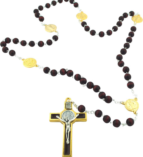 Vaticano Arts Brown St. Benedict Oval Wood Rosary, Rosaries...