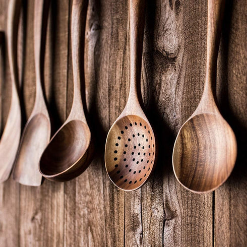 Teak Kitchen Utensils,Wooden Spatula Turner Kitchenware Nonstick Pan Cookware Natural Utensils Handcrafted Cutlery Tool (Brown)...