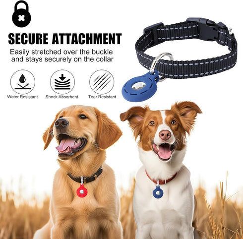 Airtag Dog Collar,Silicone Tracking Airtag Dog Collar Holder, Durable and Lightweight Airtag Collar for pet,Apple AirTag for pet Collar (2 pack)(R...