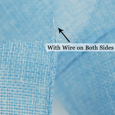 HUIHUANG Blue Burlap Ribbon Wired Solid Baby Blue Wired Edge Ribbon 2.5 inch Jute Ribbon for Wreaths, Big Bows, Crafts, Swags, Tree Decoration -10...