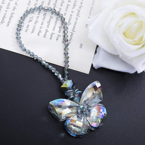 H&D HYALINE & DORA Crystal Glass Butterfly Car Key Charm Mirror Hanging Ornaments Gift (Butterfly-1)...