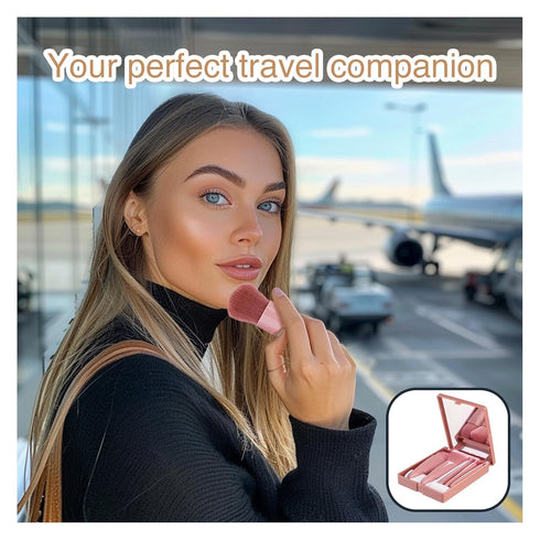 Travel Makeup Brush Set 5PCS Mini Make up Kit Portable Complete Function Cosmetic Brushes Kit Cheap Makeup Brush Kit Cute Makeup Brush for Eyeshad...