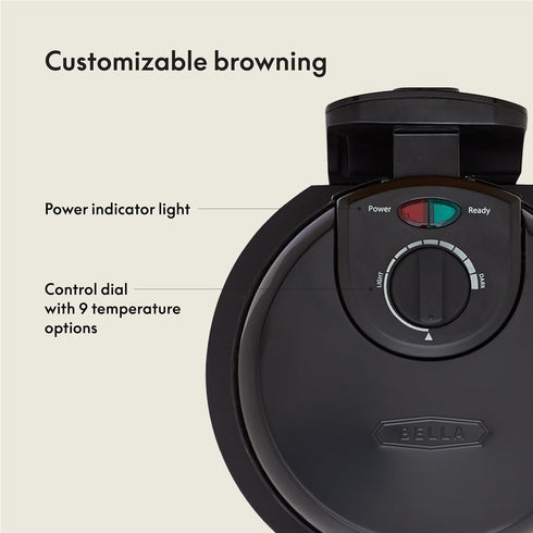 BELLA Classic Rotating Belgian Waffle Maker with Nonstick Plates, Removable Drip Tray, Adjustable Browning Control and Cool Touch Handles, Black...