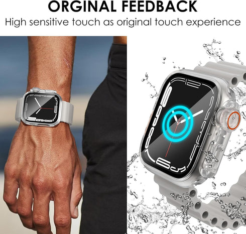 Ultra Look - Fullife 2 in 1 Compatible with Apple Watch Case Series 9 45mm Waterproof Screen Protector, Front & Back Full Protective Bumper Face C...