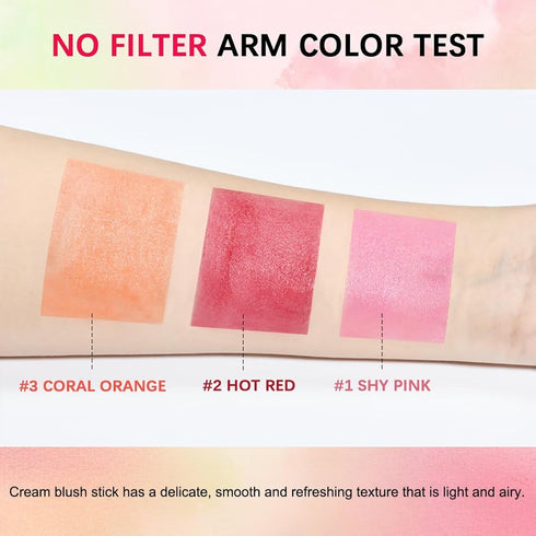 Multi-Use Makeup Blush Stick - Waterproof, Tinted Moisturizer for Eyes, Lips, Cheeks in Shy Pink...