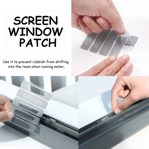 6.56ft + 20 pcs Windows Screen Repair Tape Patches, VEINARDYL Self-Adhesive Screen Door Stickers Replacement Repair Kit Mesh Repair for Repairing ...