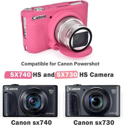 MUZIRI KINOKOO Camera Case for Canon PowerShot SX740 SX730 HS Camera - Soft Silicone Bag for Canon SX730 SX740 HS Camera with Removeable Lens Cove...