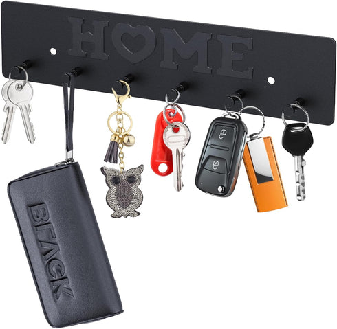 Key Holder Wall Mount, Metal Key Hooks for wall, Key Hanger with 6 Hooks Keys Rack Organizer Self Adhesive Home Decor for Entryway Front Door Hall...