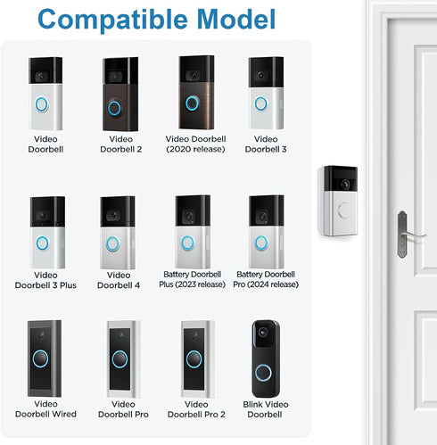 RIOVO Adjustable 30 to 55 Degree Doorbell Angle Mount Compatible with Video Doorbell 1st / 2st / 3st / 4st / (2020 Release), Replacement Angle Adjustment Adapter Mounting Bracket Wedge Kit
