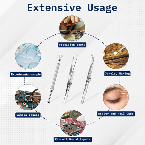 3Pcs Diamond Stone Jewelers Tools Holder Pick Up Tool Jewelry Tweezers 4 Prongs Holder Diamond Claw Tweezers Fine Point Tip Straight Tweezer and L...