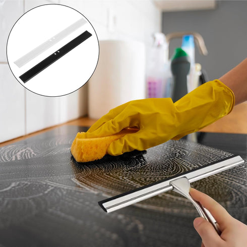 4Pcs Replacement Squeegee Rubber, 10.23'' Window Cleaning Scrubber Wiper Replacement Rubber for Glass, Shower Doors Universal Flexible Squeegee Bl...