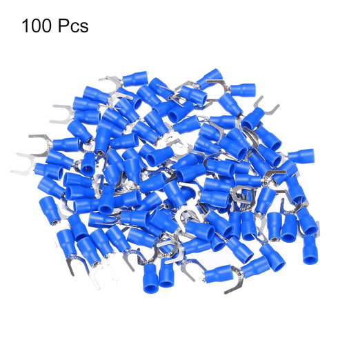 uxcell 100 Pcs Insulated U-Type Wire Connector Electrical Crimp Terminal 22-16 AWG for Electrical Projects Blue...