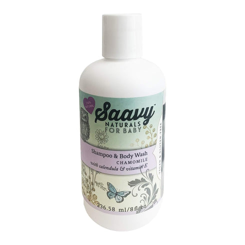Saavy Naturals Organic Chamomile Baby Shampoo and Body Wash Set, Calendula and Vitamine E, Gentle Head to Toe Skin Care for Infant Bath Time, 8oz ...