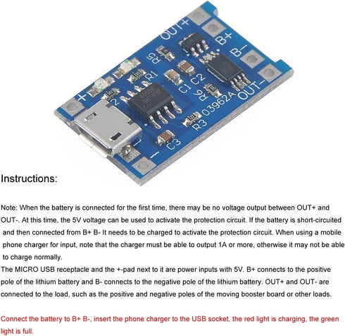 MakerFocus 10pcs TP4056 Charging Module with Battery Protection 186 50 BMS 5V Micro USB 1A 186 50 Lithium Battery Charging Board...